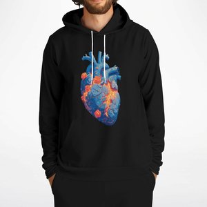 Human heart golden lights bleeding